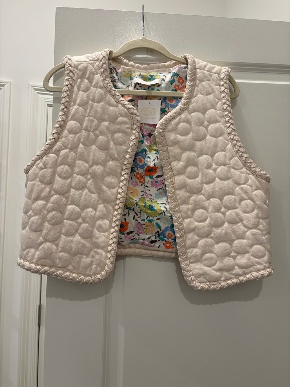 Karlie Quilted Cream Floral Vest